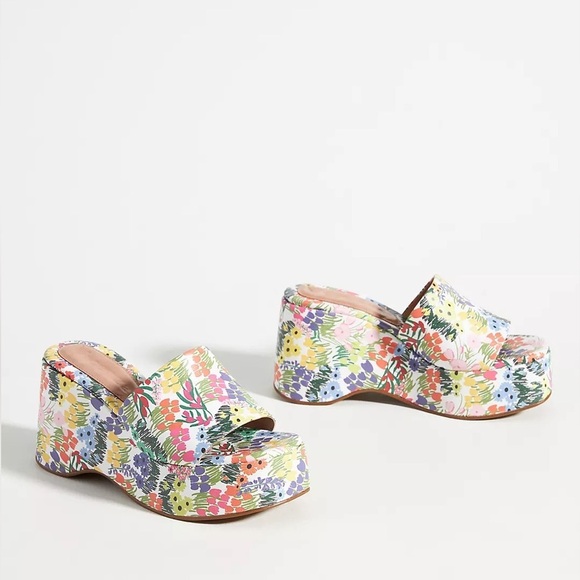 Anthropologie Vicenza Calcados Leather Floral Platform Sandals Sz 8/39 New - Picture 12 of 15